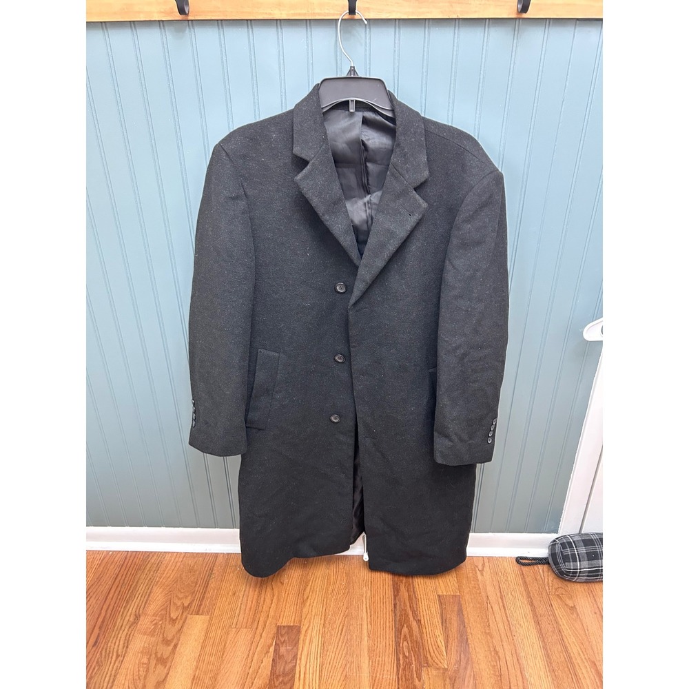 Saddlebred Men Charcoal Wool‎ Blend Overcoat Size 40S single breasted buttons 3